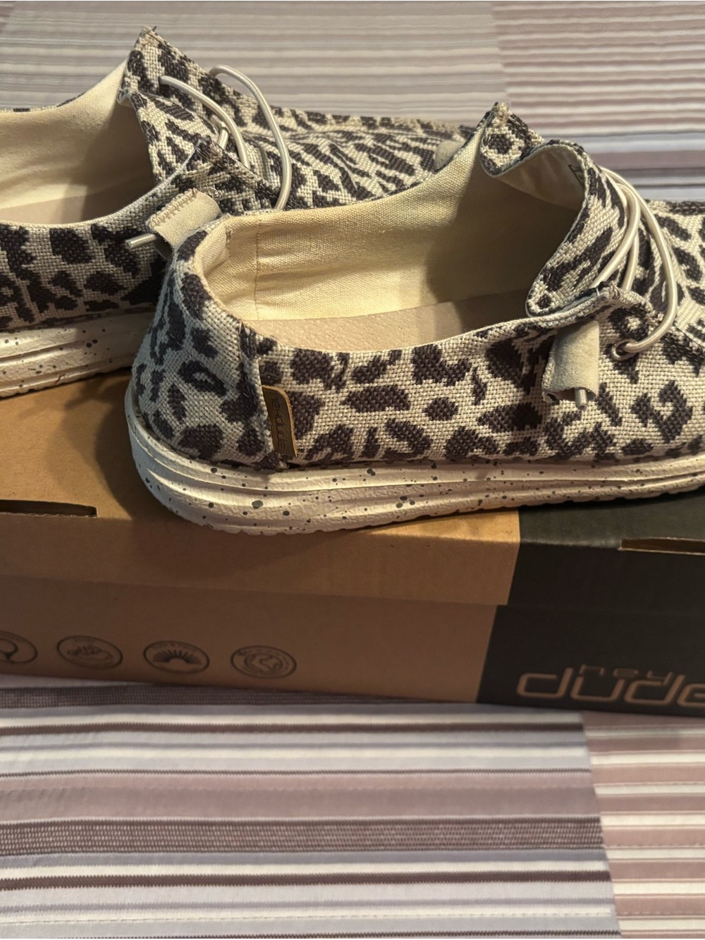 Hey Dude Wendy Women's Leopard Print Slip-On Moccasins - Black & White